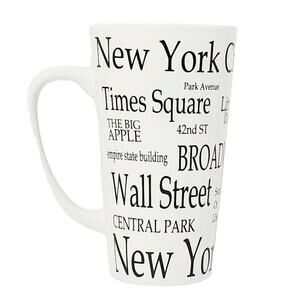 New York Mug 14‎ oz White Black Tall Ceramic Souvenir Coffee NYC Big Apple Gift